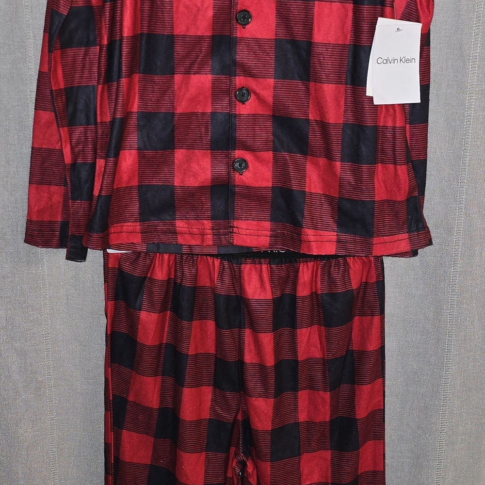 Calvin Klein Kids Plaid Pajama Set in Red and Black